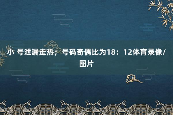 小 号泄漏走热；号码奇偶比为18：12体育录像/图片